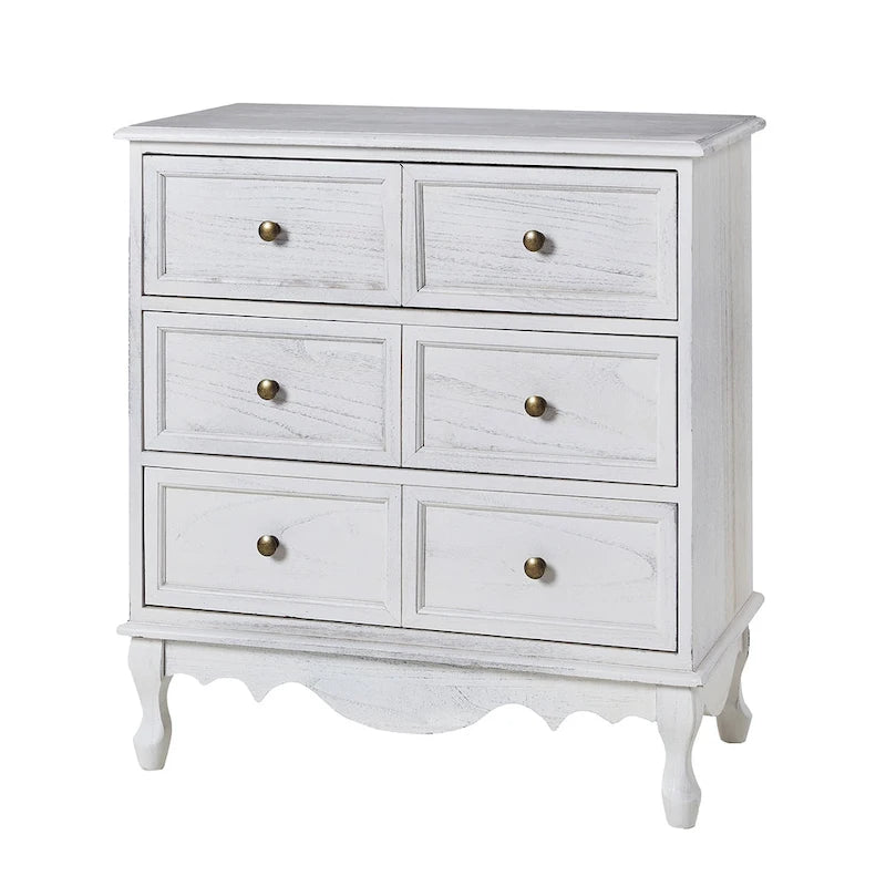 Table de chevet Pallantium Farmhouse 30 po de hauteur vieillie avec 3 tiroirs, pieds en bois massif et pieds réglables