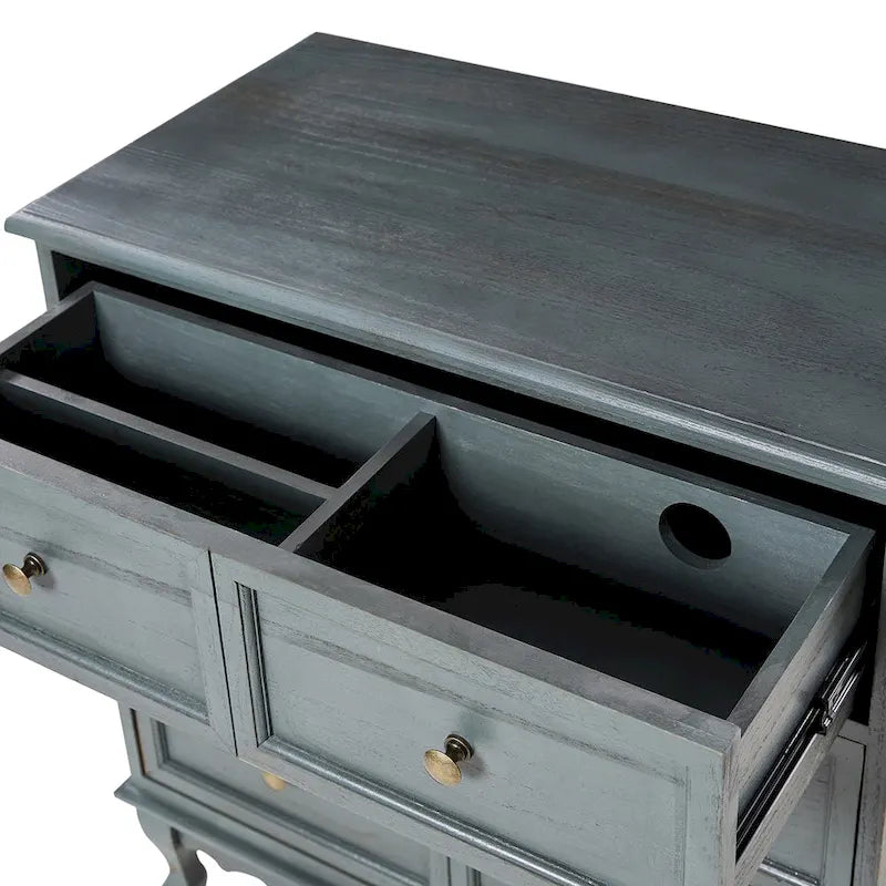 Table de chevet Pallantium Farmhouse 30 po de hauteur vieillie avec 3 tiroirs, pieds en bois massif et pieds réglables