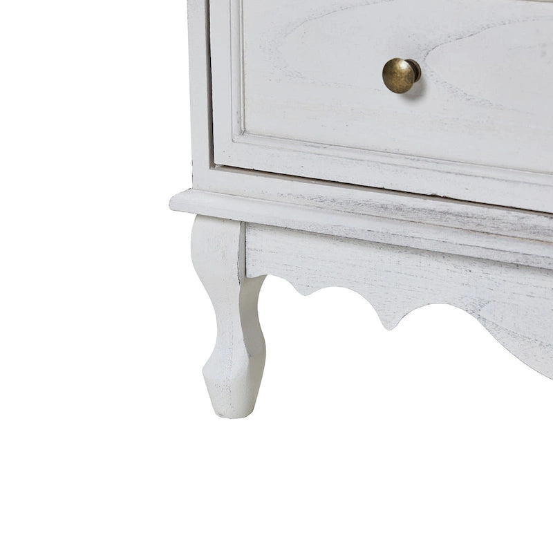 Table de chevet Pallantium Farmhouse 30 po de hauteur vieillie avec 3 tiroirs, pieds en bois massif et pieds réglables