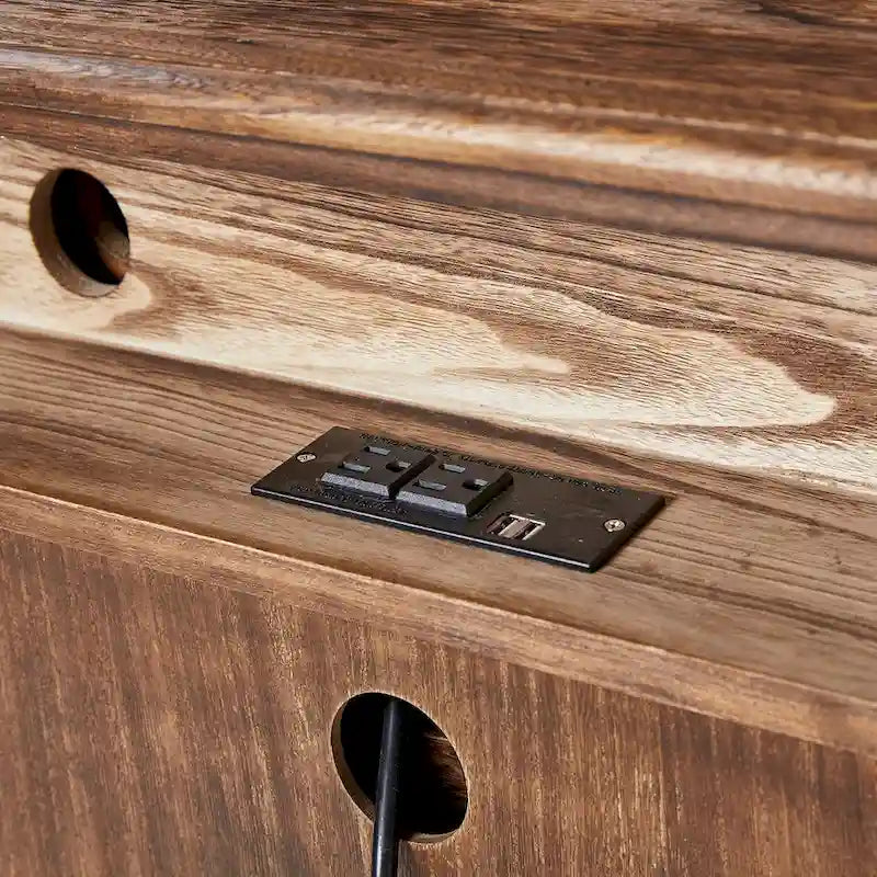 Table de chevet Pallantium Farmhouse 30 po de hauteur vieillie avec 3 tiroirs, pieds en bois massif et pieds réglables