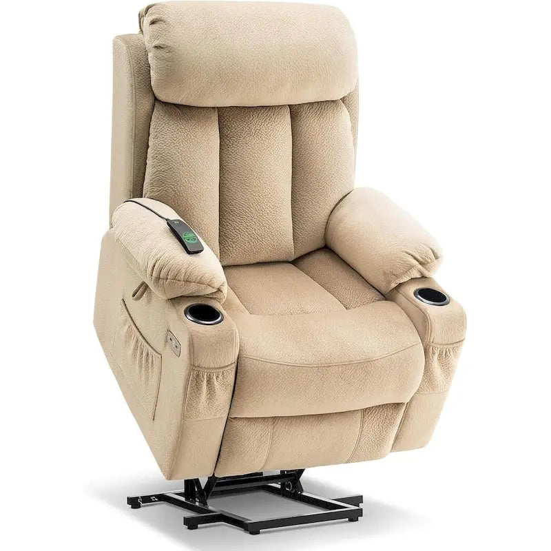 Fauteuil inclinable releveur grande taille avec repose-pieds étendu pour personnes âgées de grande taille et fortes corpulences, télécommande, porte-gobelets, tissu 7426