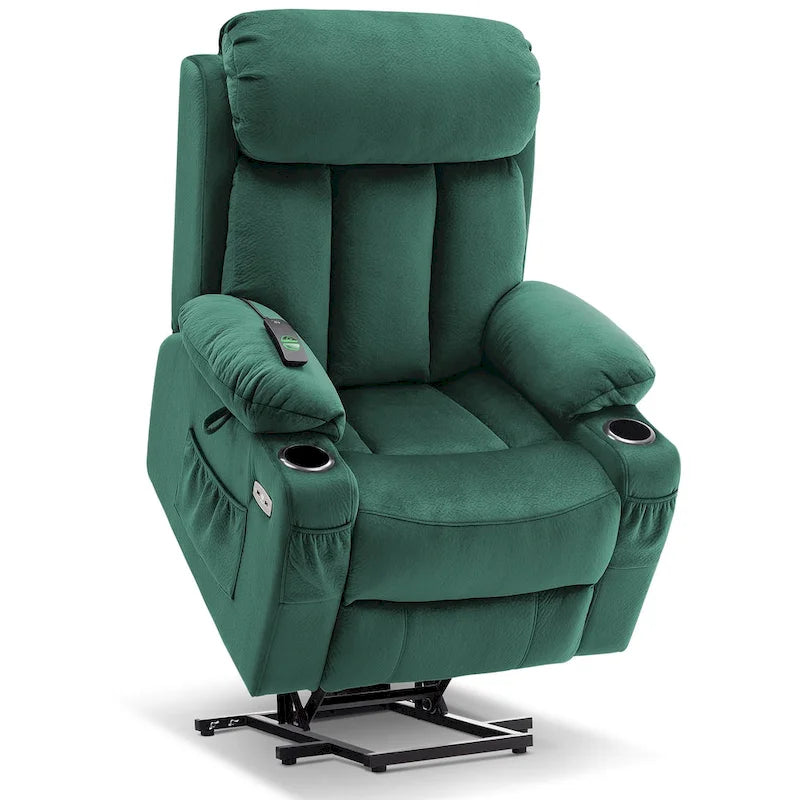 Fauteuil inclinable releveur grande taille avec repose-pieds étendu pour personnes âgées de grande taille et fortes corpulences, télécommande, porte-gobelets, tissu 7426