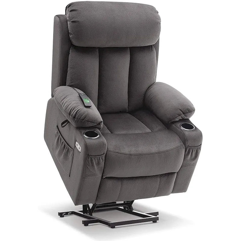 Fauteuil inclinable releveur grande taille avec repose-pieds étendu pour personnes âgées de grande taille et fortes corpulences, télécommande, porte-gobelets, tissu 7426