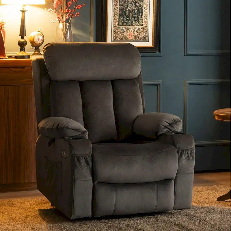 Fauteuil inclinable releveur grande taille avec repose-pieds étendu pour personnes âgées de grande taille et fortes corpulences, télécommande, porte-gobelets, tissu 7426