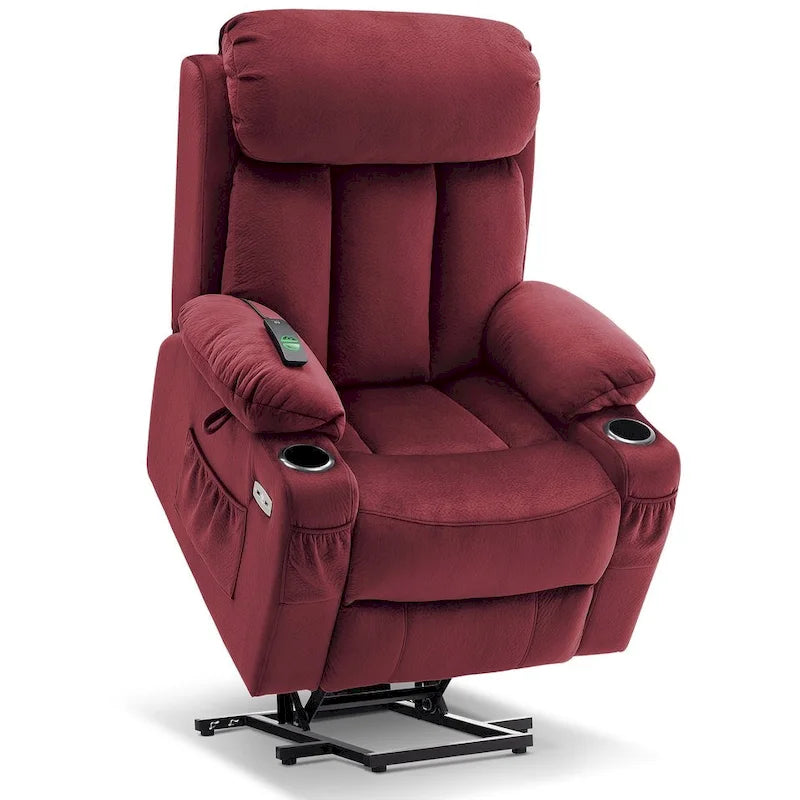 Fauteuil inclinable releveur grande taille avec repose-pieds étendu pour personnes âgées de grande taille et fortes corpulences, télécommande, porte-gobelets, tissu 7426