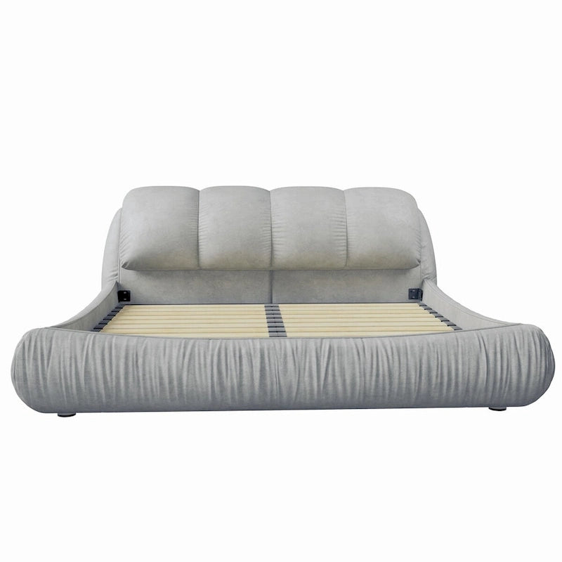 Lit plateforme rembourré King Size avec tête de lit capitonnée surdimensionnée