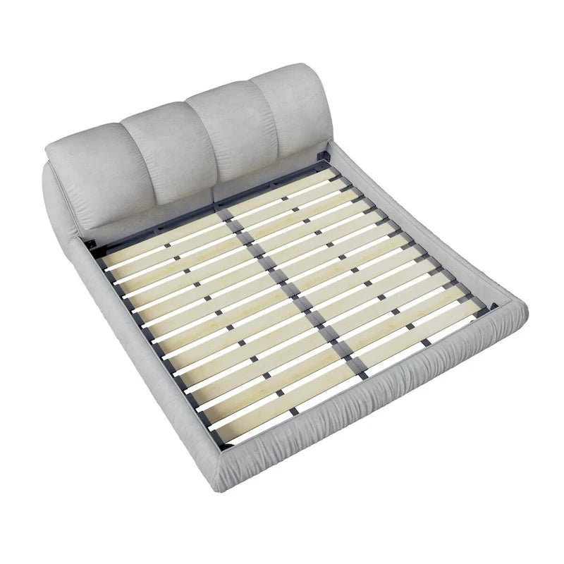 Lit plateforme rembourré King Size avec tête de lit capitonnée surdimensionnée