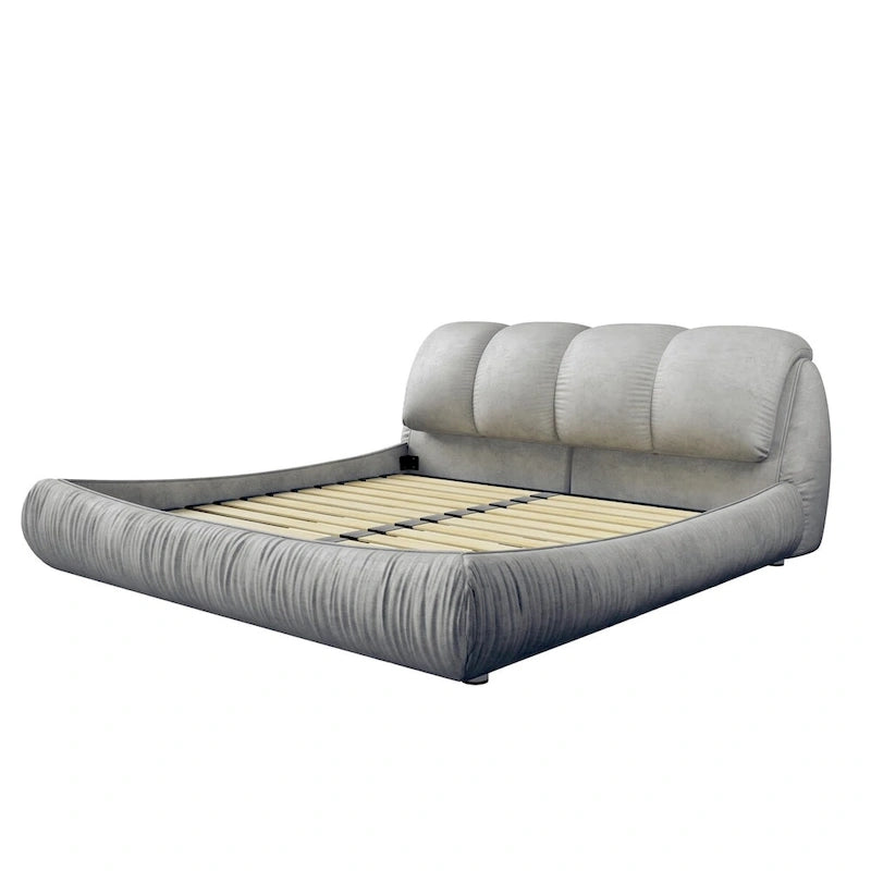 Lit plateforme rembourré King Size avec tête de lit capitonnée surdimensionnée