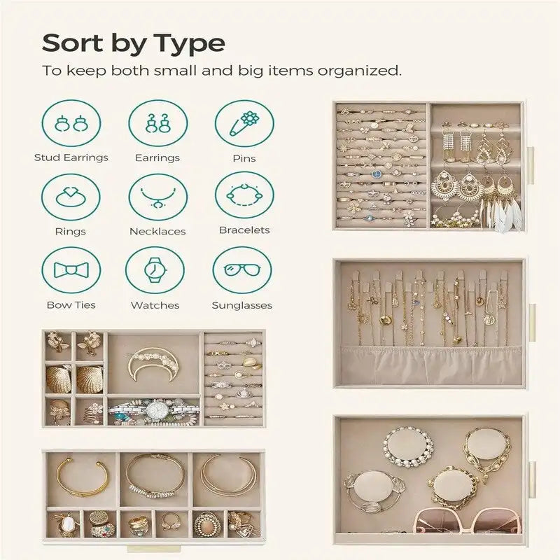 Boîte à bijoux avec fenêtre en verre - 6.1P x 10.3L x 12.6H