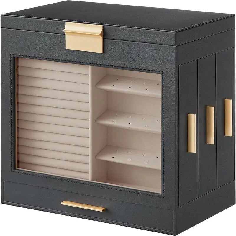 Boîte à bijoux avec fenêtre en verre - 6.1P x 10.3L x 12.6H