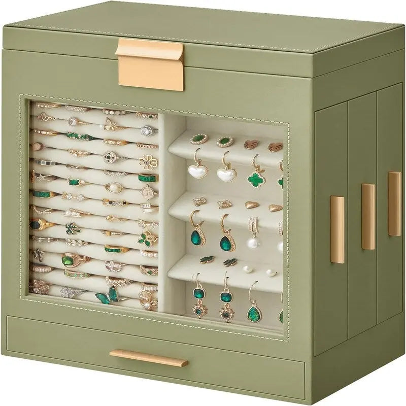 Boîte à bijoux avec fenêtre en verre - 6.1P x 10.3L x 12.6H