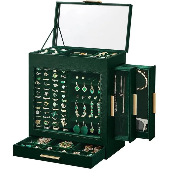 Boîte à bijoux avec fenêtre en verre - 6.1P x 10.3L x 12.6H