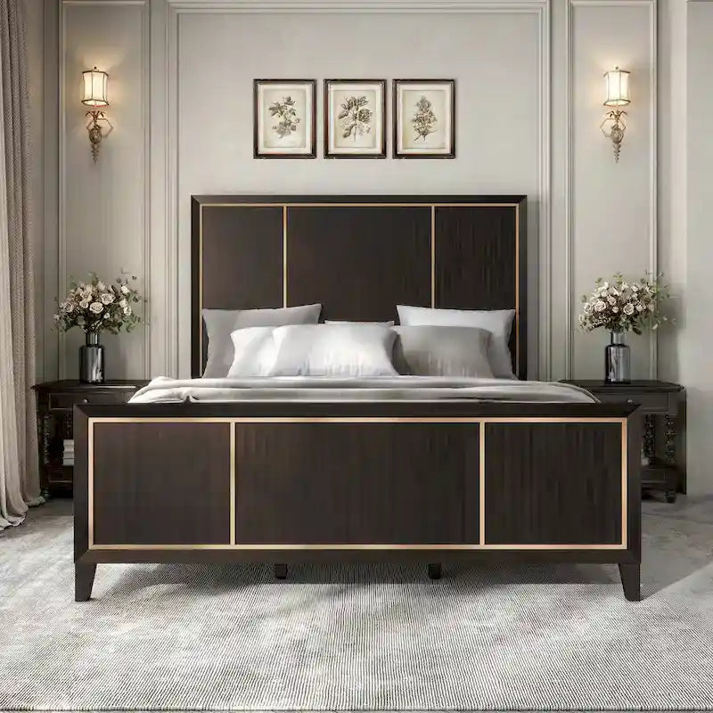  Nyx Modern Espresso Solid Wood Panel Bed
