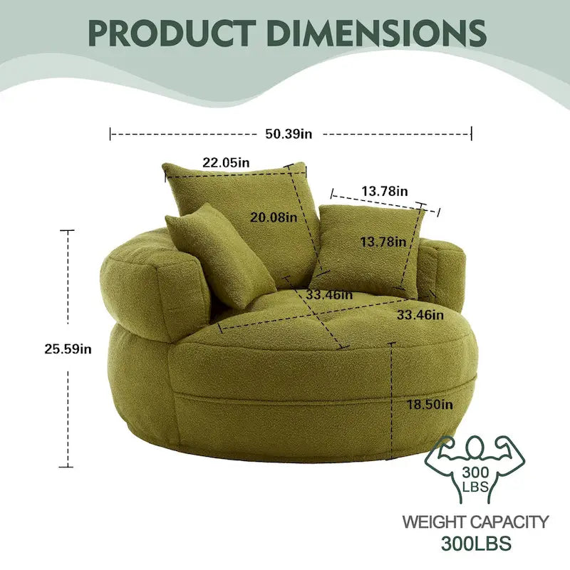 Canapé en tissu circulaire pour grand salon, fauteuil paresseux pour balcon et gîte