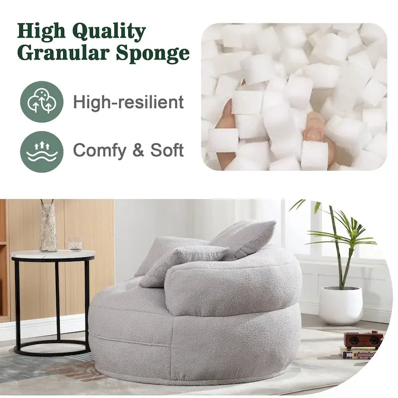 Canapé en tissu circulaire pour grand salon, fauteuil paresseux pour balcon et gîte