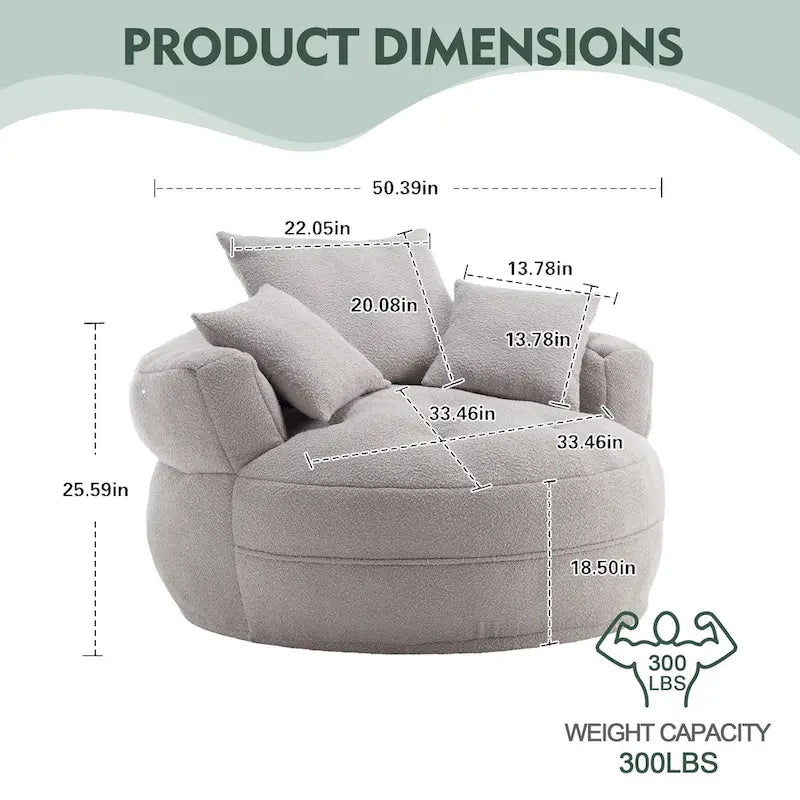 Canapé en tissu circulaire pour grand salon, fauteuil paresseux pour balcon et gîte