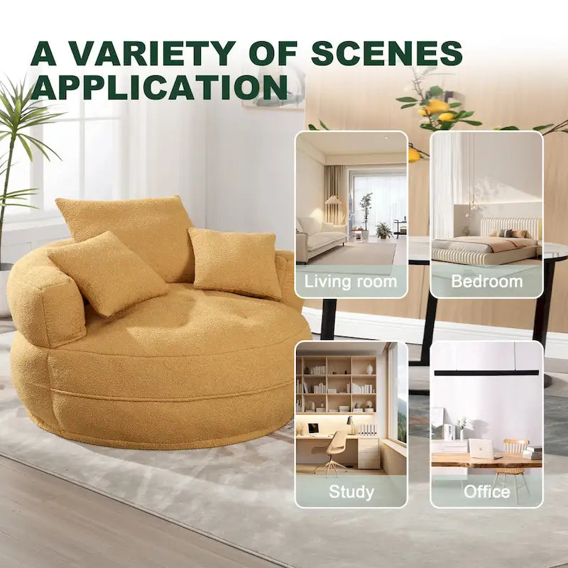 Canapé en tissu circulaire pour grand salon, fauteuil paresseux pour balcon et gîte