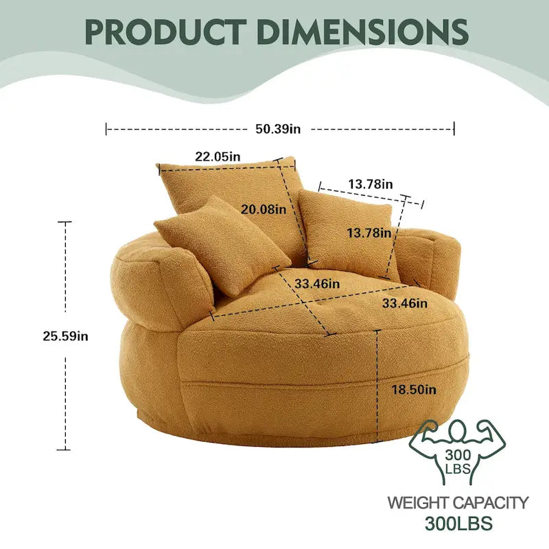 Canapé en tissu circulaire pour grand salon, fauteuil paresseux pour balcon et gîte
