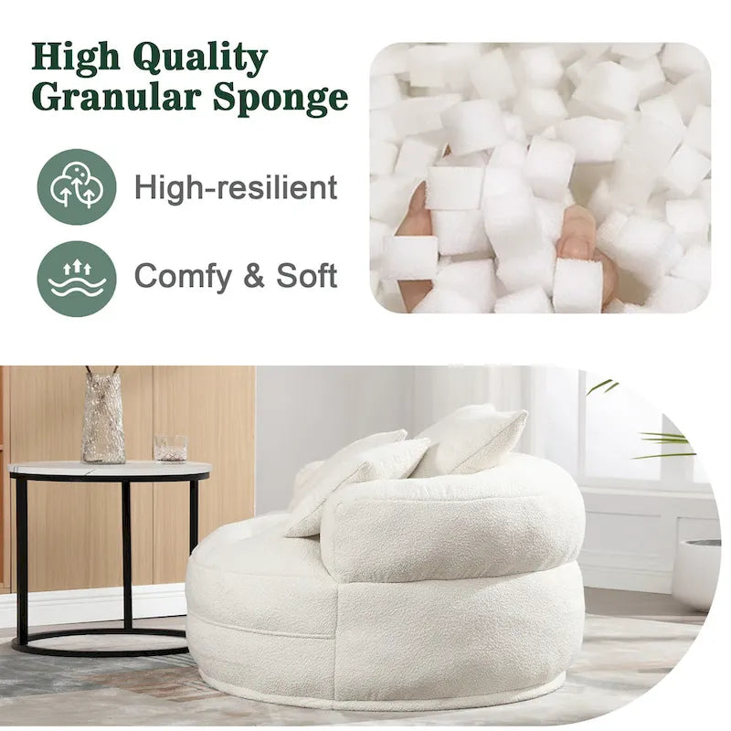 Canapé en tissu circulaire pour grand salon, fauteuil paresseux pour balcon et gîte
