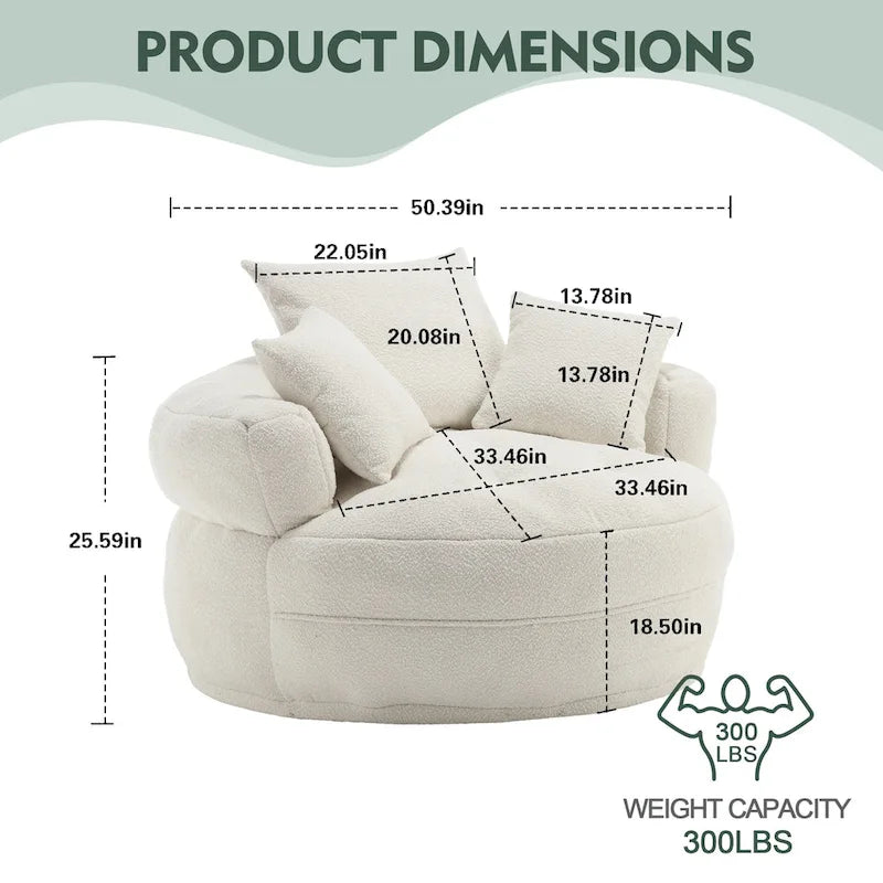Canapé en tissu circulaire pour grand salon, fauteuil paresseux pour balcon et gîte