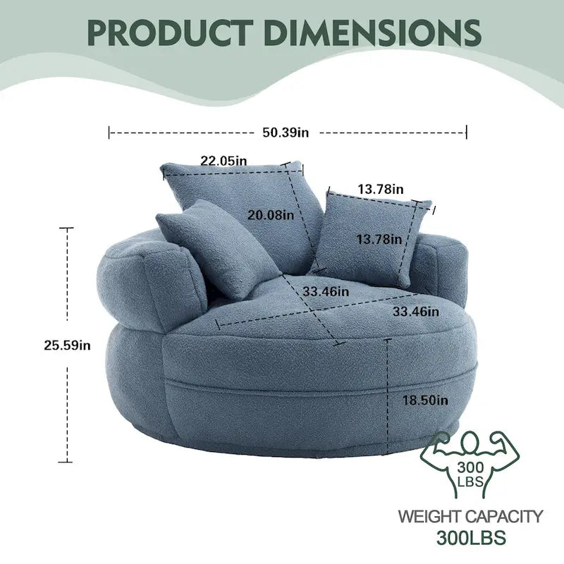 Canapé en tissu circulaire pour grand salon, fauteuil paresseux pour balcon et gîte