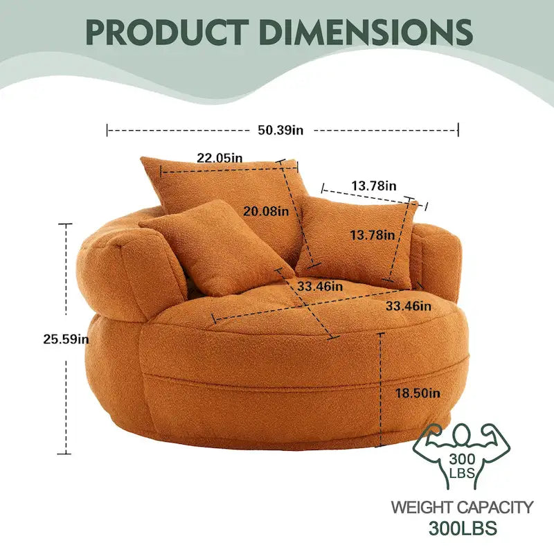 Canapé en tissu circulaire pour grand salon, fauteuil paresseux pour balcon et gîte