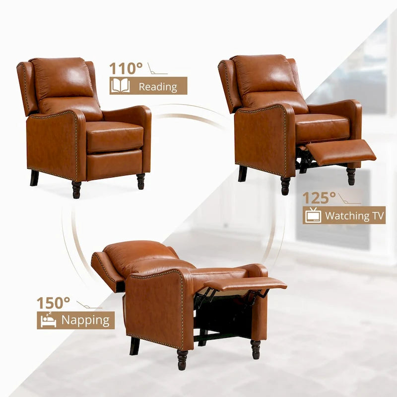 Fauteuil Inclinable en Cuir Véritable Chaises Confortables pour Salon