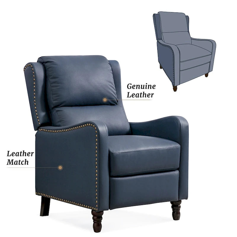 Fauteuil Inclinable en Cuir Véritable Chaises Confortables pour Salon