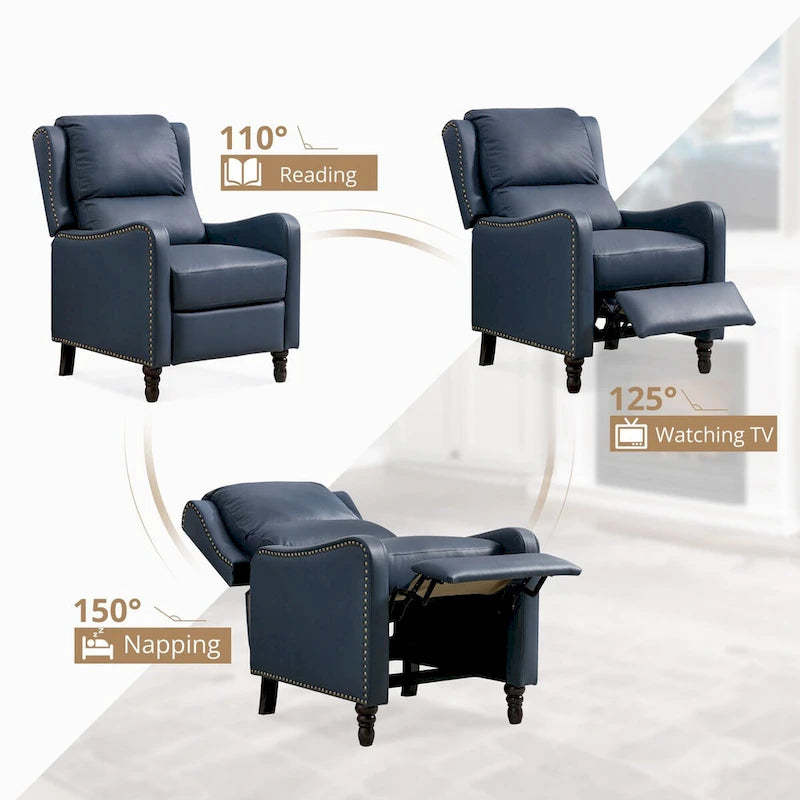 Fauteuil Inclinable en Cuir Véritable Chaises Confortables pour Salon