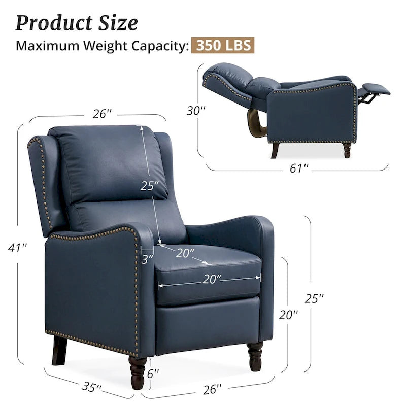 Fauteuil Inclinable en Cuir Véritable Chaises Confortables pour Salon