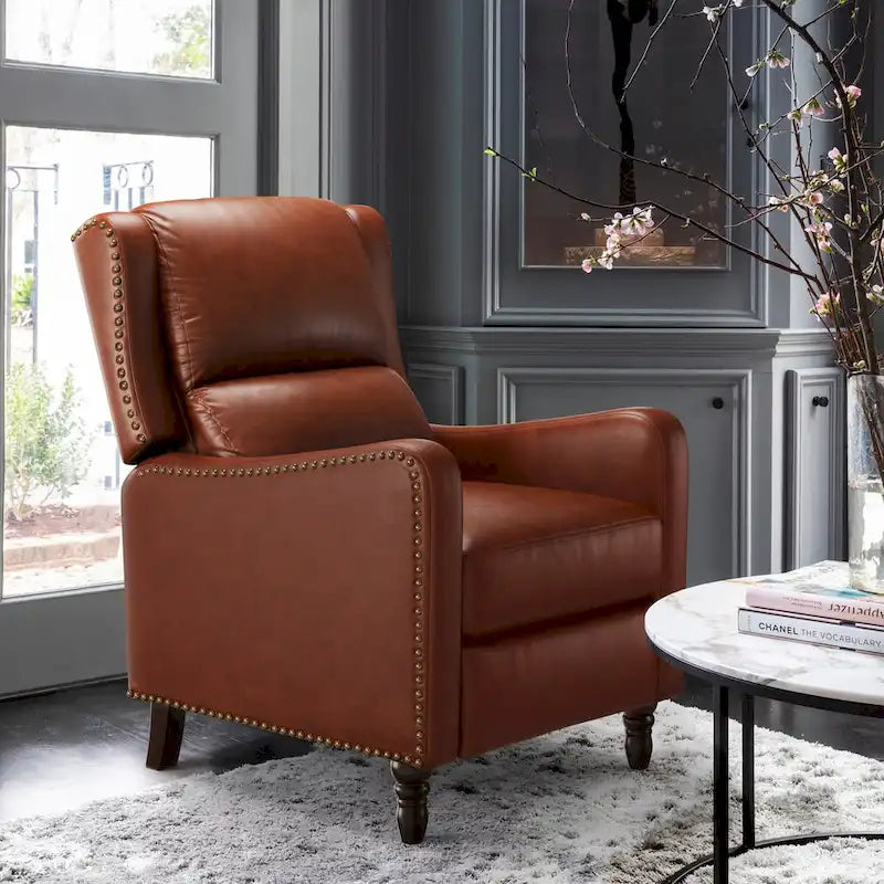 Fauteuil Inclinable en Cuir Véritable Chaises Confortables pour Salon