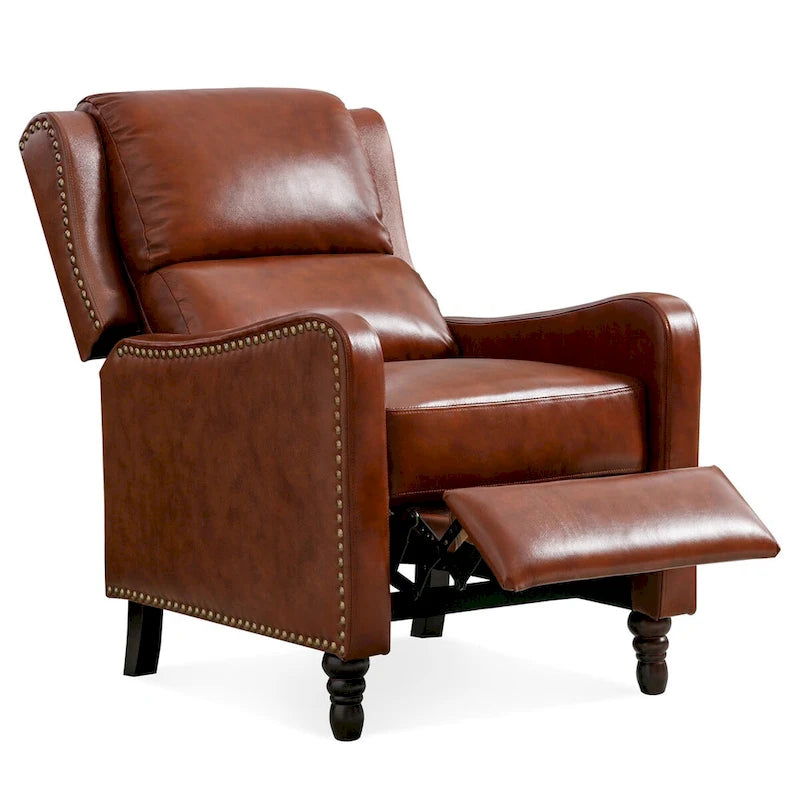 Fauteuil Inclinable en Cuir Véritable Chaises Confortables pour Salon