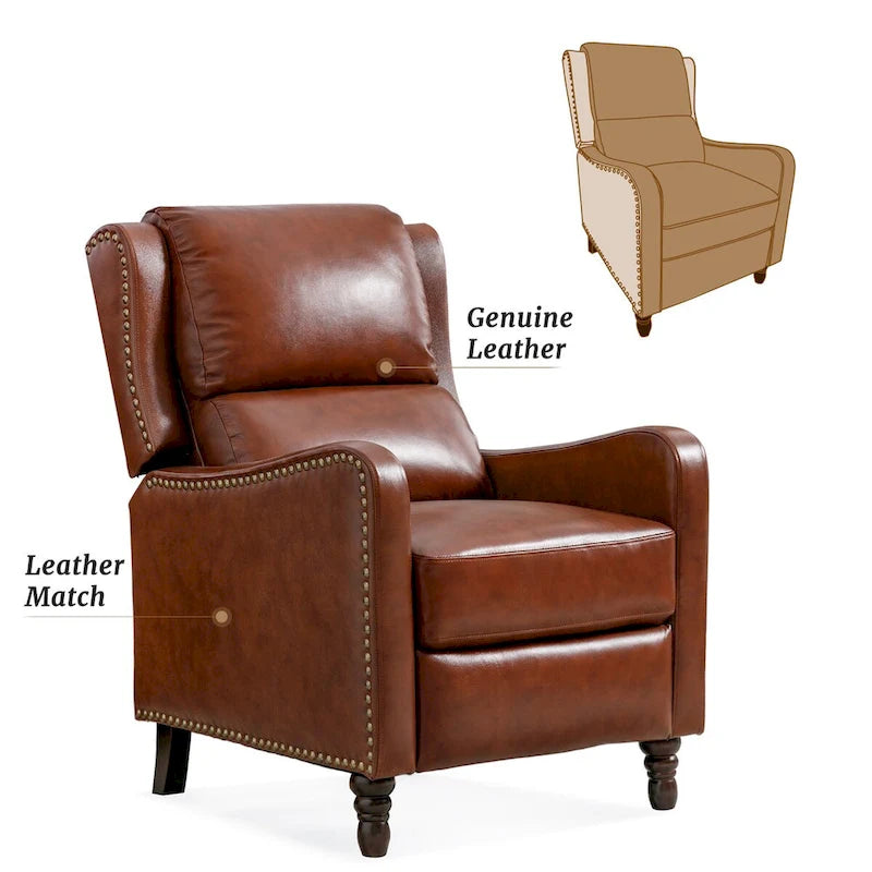Fauteuil Inclinable en Cuir Véritable Chaises Confortables pour Salon