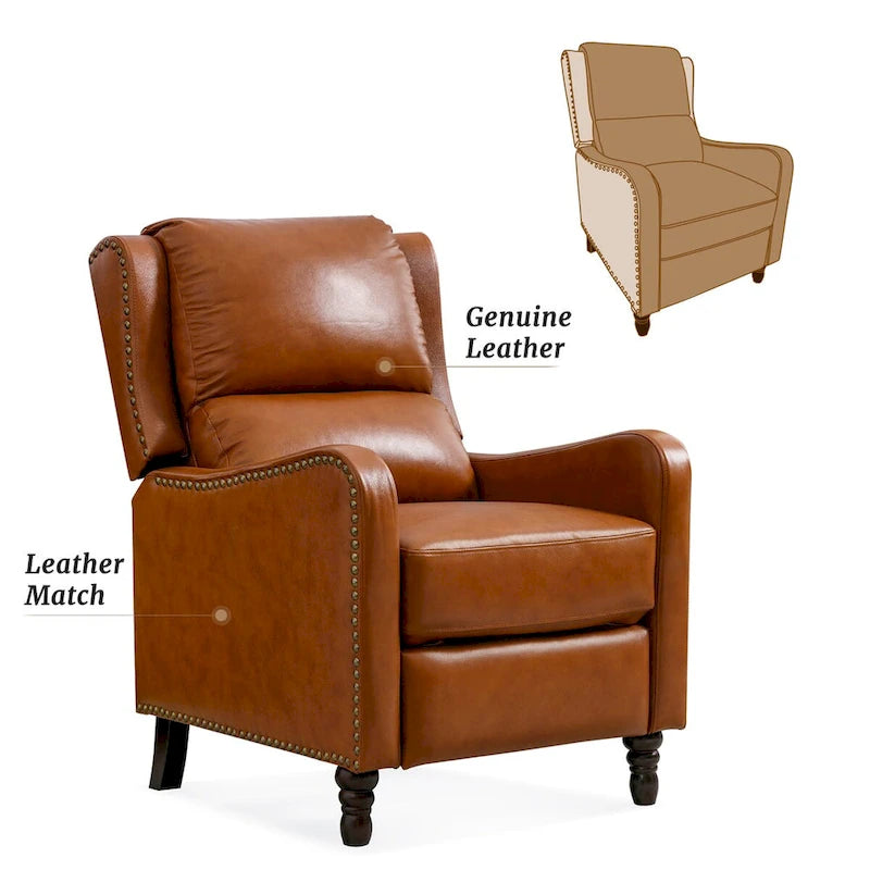 Fauteuil Inclinable en Cuir Véritable Chaises Confortables pour Salon