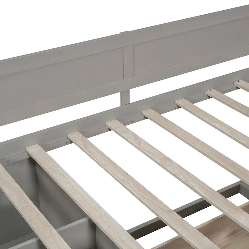 Lit banquette avec tiroirs de rangement et étagères bibliothèques, lit de coin capitaine pour enfants garçons filles adultes