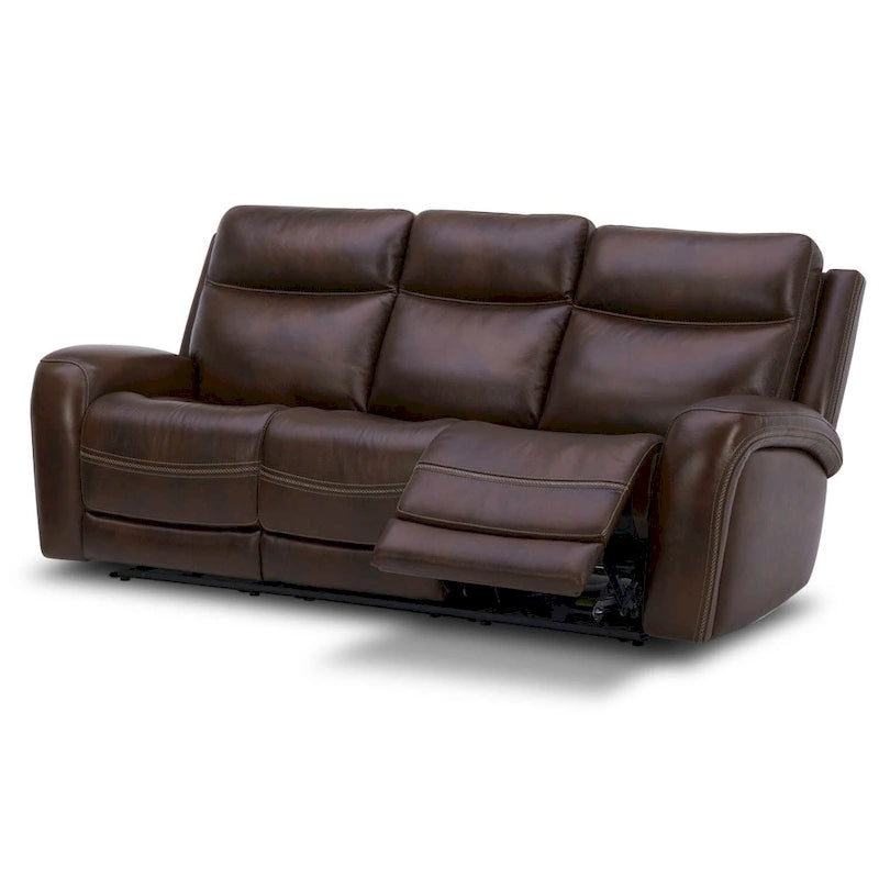Canapé inclinable électrique double Blair en cuir - Cognac