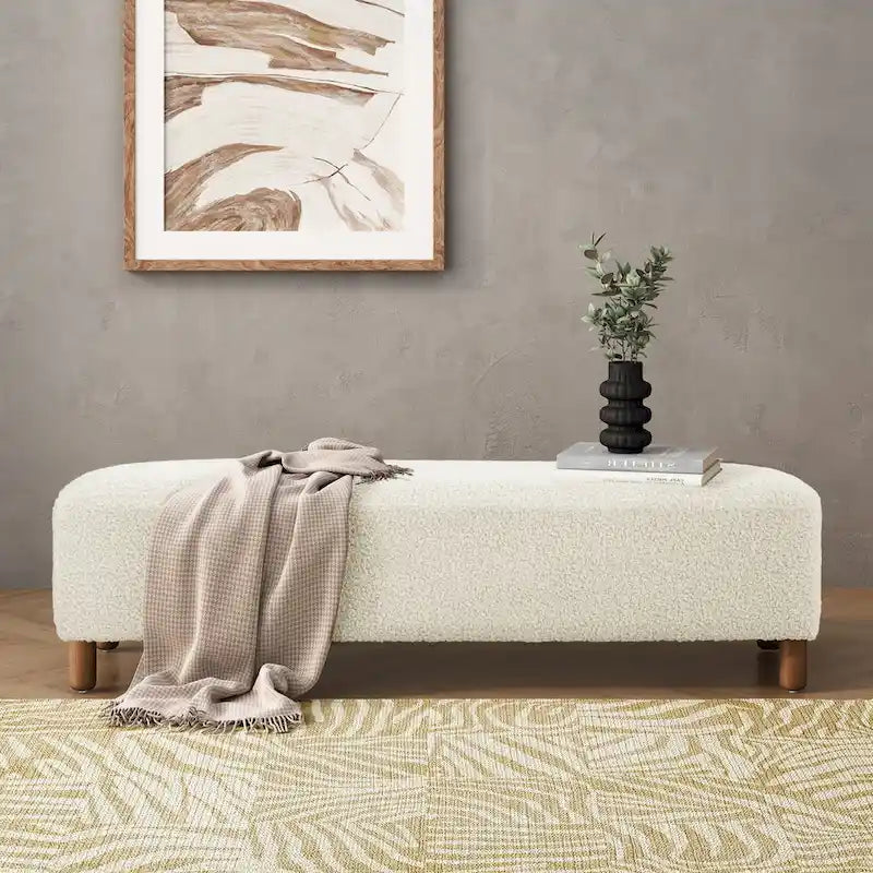Naci Modern Boucle Ottoman Bench by 