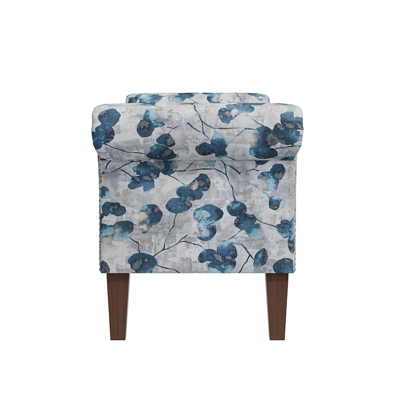 Banc de rangement ottoman Wallen avec accoudoirs arrondis traditionnels et clous décoratifs