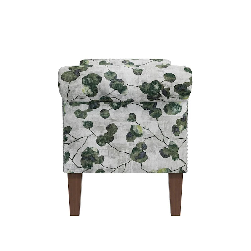 Banc de rangement ottoman Wallen avec accoudoirs arrondis traditionnels et clous décoratifs